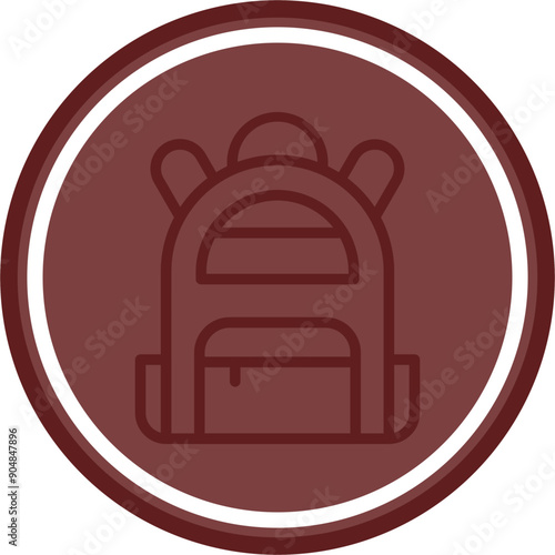 Bagpack Vector Line Double Circle Maroon