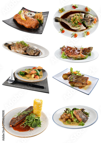 local cook live fresh catfish seafood fish chicken pork meat with spicy red dry chili curry sauce and vegetable rice asian Chinese banquet halal seafood steamboat cafe restaurant menu set combo crop