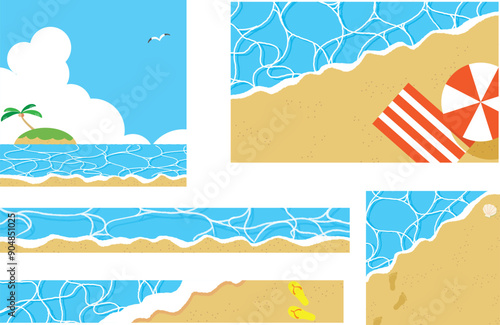 海のバナー用背景イラストセット