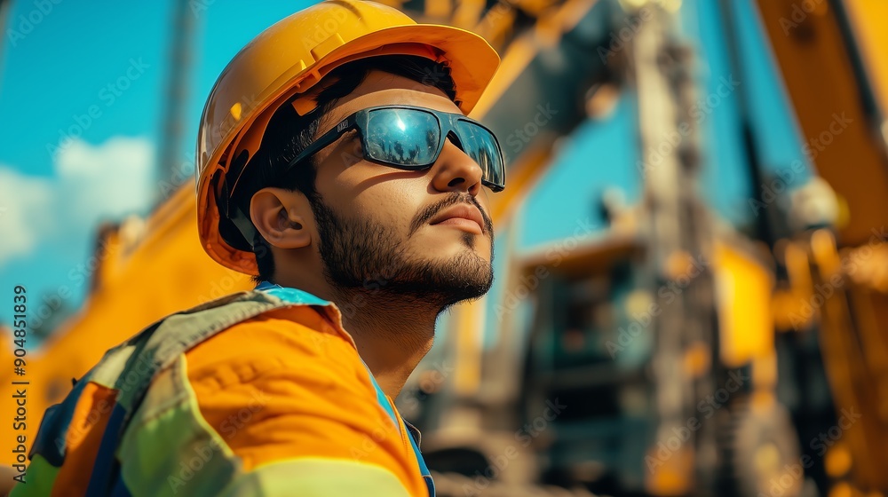 Construction Worker in Hardhat and Sunglasses Construction Worker in Hardhat and Sunglasses