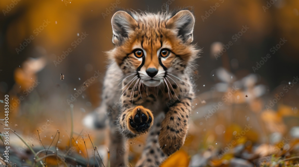 Obraz premium Baby Cheetah: Wildlife Portrait in Natural Habitat