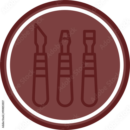 Sculpting Tools Vector Line Double Circle Maroon