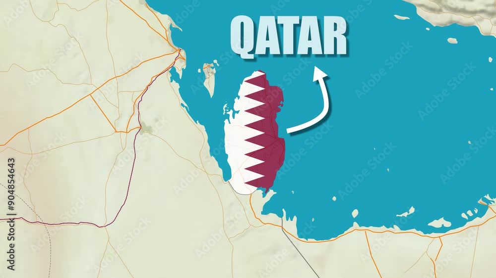 Map of Qatar zooming animation Norway map flag rotating With text ...