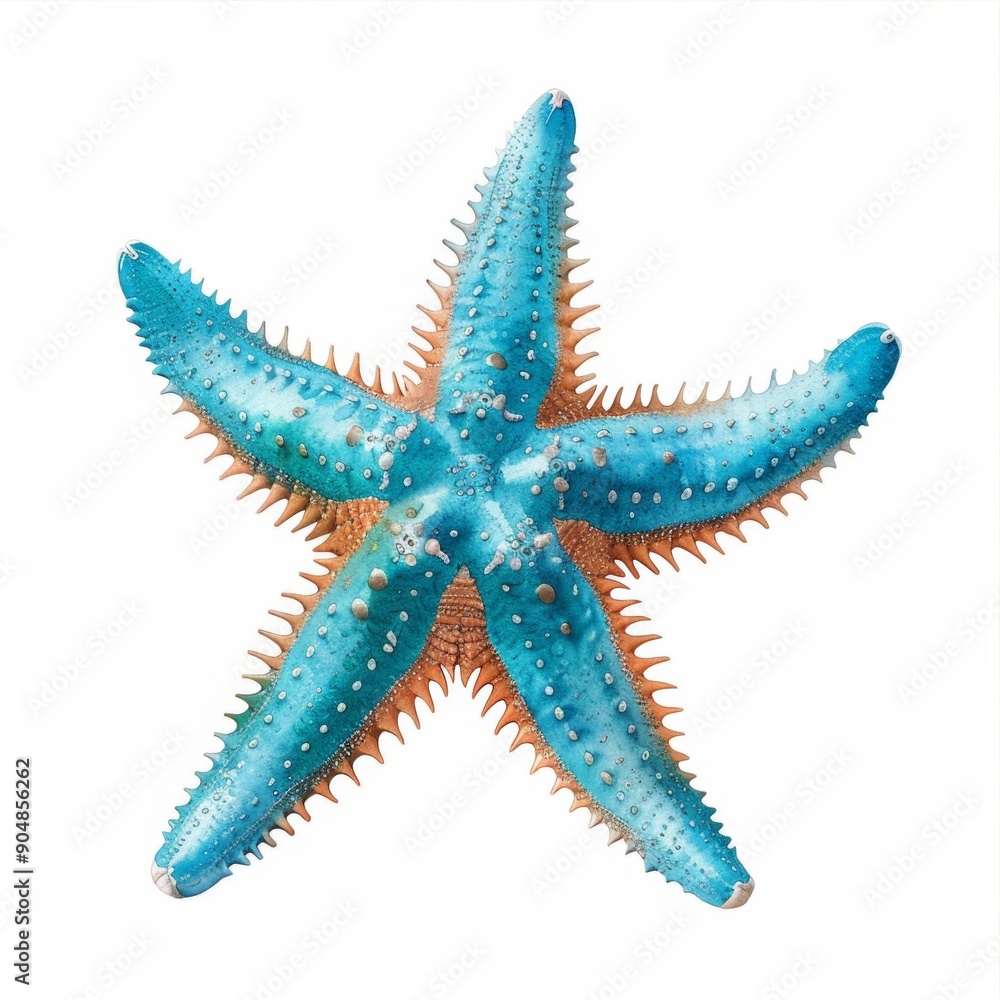 a starfish with detailed textures, rendered in watercolor style. Isolated on a white background a starfish with detailed textures, rendered in watercolor style. Isolated on a white background