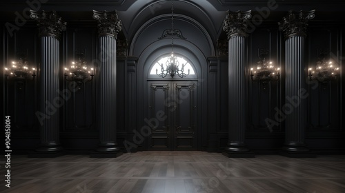 Dark Interior of a Grand Room