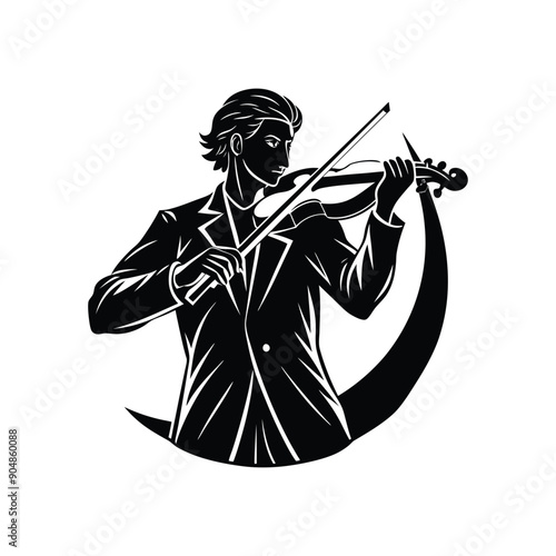 creative man violinist silhouette vector 