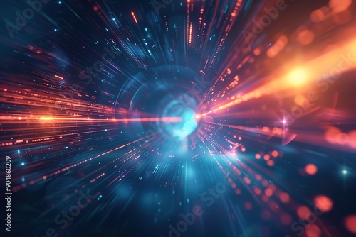 Obraz na płótnie Bright warp speed light rays on blue-red background