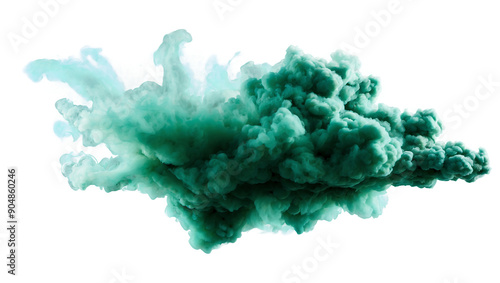green smoke explosion isolated on white