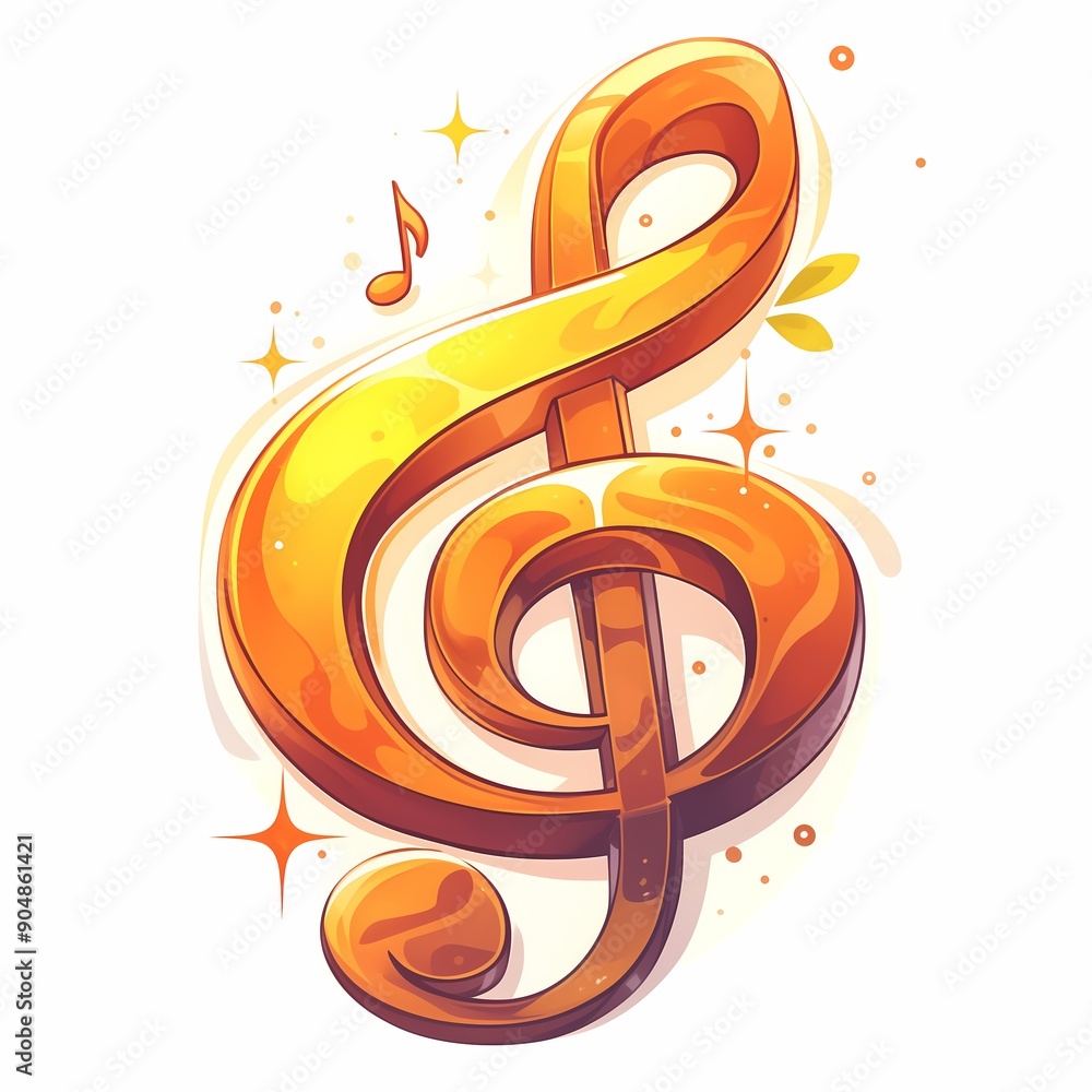 Fototapeta premium Illustration of a treble clef on a white background.