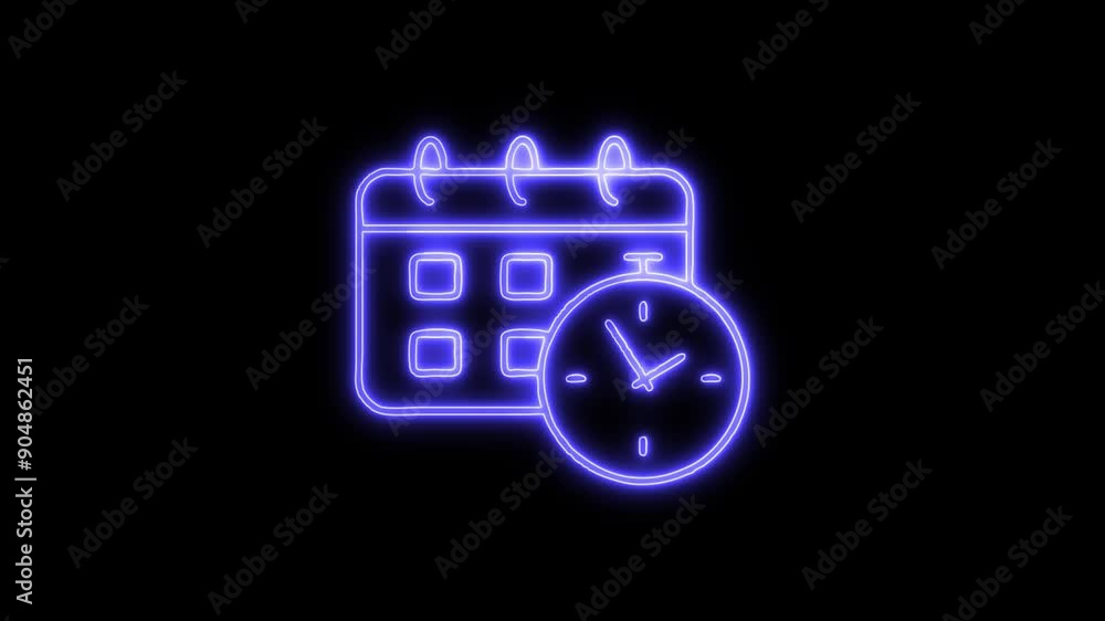Schedule Neon Icon 4K Animated Linear Symbol Icon Video Background on Black Screen Schedule Neon Icon 4K Animated Linear Symbol Icon Video Background on Black Screen