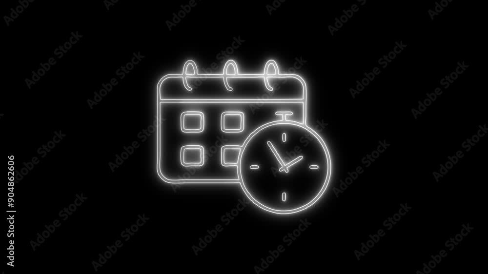 Schedule Neon Icon 4K Animated Linear Symbol Icon Video Background on Black Screen Schedule Neon Icon 4K Animated Linear Symbol Icon Video Background on Black Screen