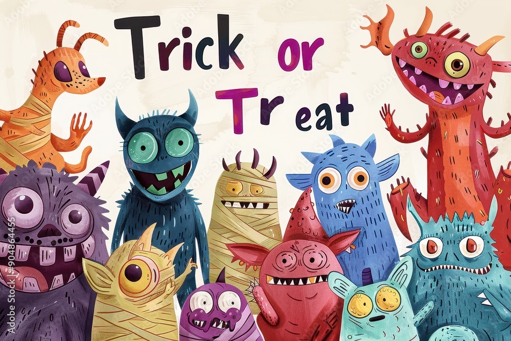 Monster Mash Collage: A mix of friendly monsters, including mummies, vampires, and werewolves, having fun. The text Monster Mash Collage: A mix of friendly monsters, including mummies, vampires, and werewolves, having fun. The text