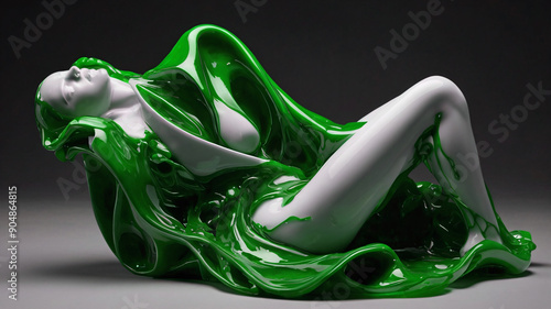 Elegence vintage style of shocking contrast colors with sculpture and liquid waves photo