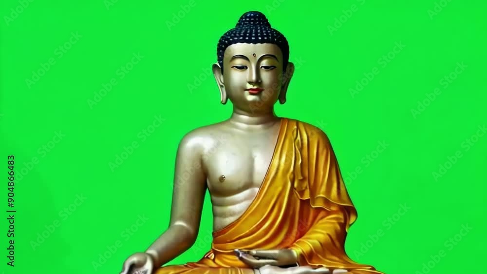 A serene Buddha statue on a green screen, embodying mindfulness and tranquility, captured in a meditative pose emphasizing spirituality A serene Buddha statue on a green screen, embodying mindfulness and tranquility, captured in a meditative pose emphasizing spirituality