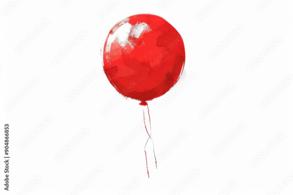 Floating silhouette of a red balloon Floating silhouette of a red balloon