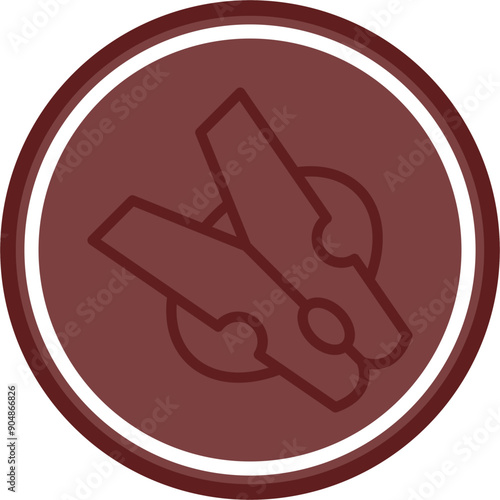 Clothes Peg Vector Line Double Circle Maroon