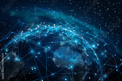 Digital globe with network connections showcasing global technology and communication