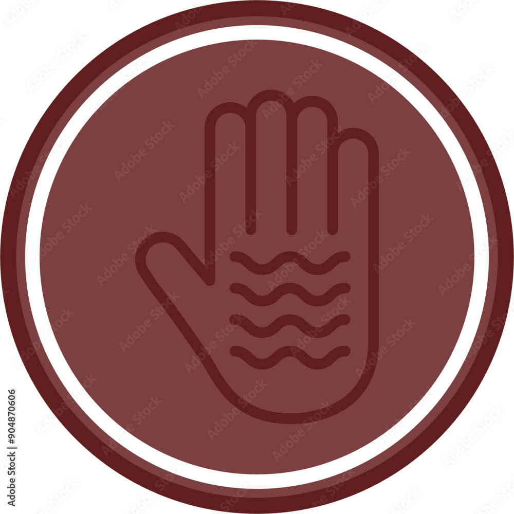 Obraz premium Open hand Vector Line Double Circle Maroon