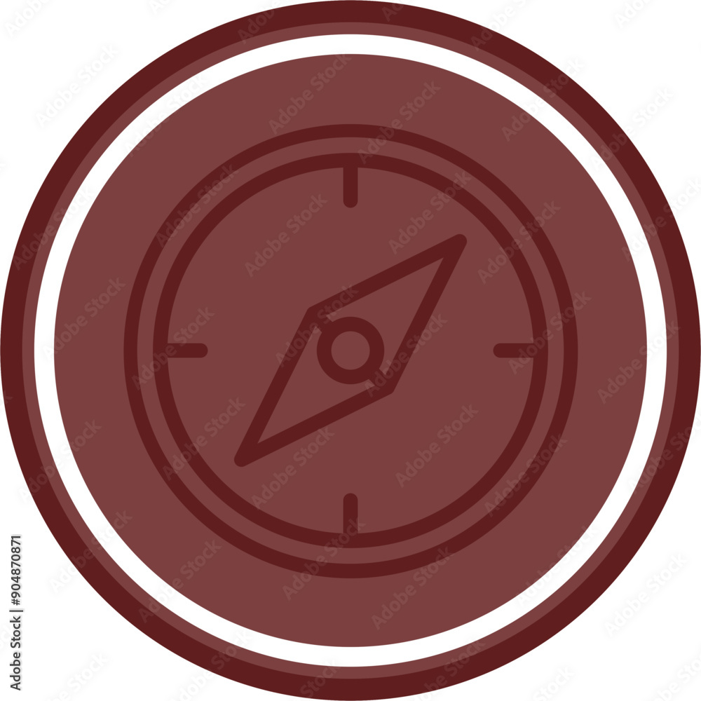 Compass Vector Line Double Circle Maroon Compass Vector Line Double Circle Maroon