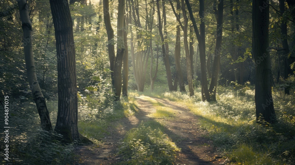 Obraz premium 19. Trail Map, movie style, muted tones, stripes pattern, wide shot, soft light, reflections, shadows,