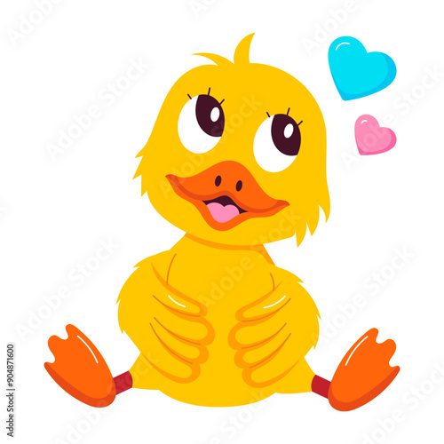 A flat style mascot of lovely duck dreaming 

