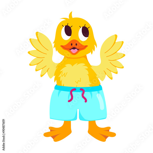 A cartoon style sticker of duck shorts 

