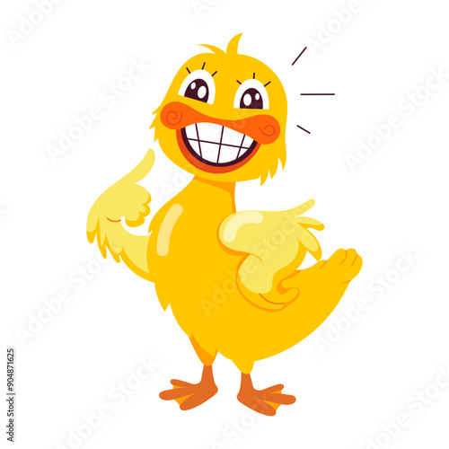 Funny smiling duck flat style mascot 

