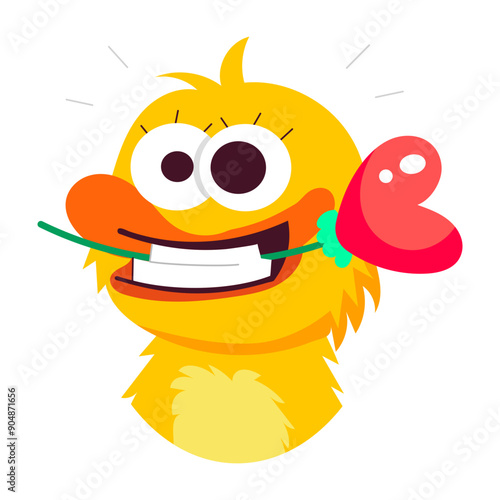 A flat style sticker of romantic duck 

