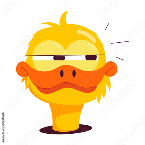 A flat style sticker of duck face with weird expressions 

