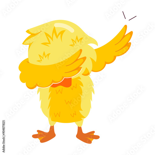 A flat style mascot of dabbing duck 

