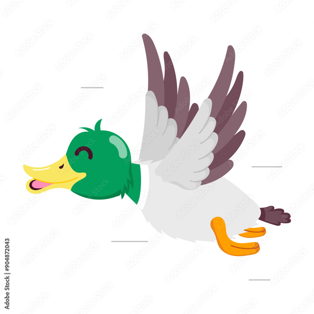 Obraz premium A flat style sticker of flying duck