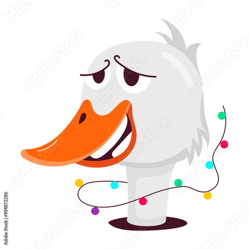 Comics style mascot of duck lights  

