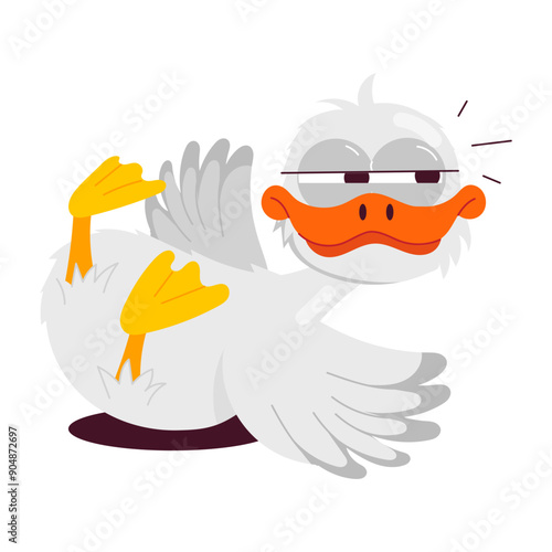 Cartoon style sticker of duck character 

