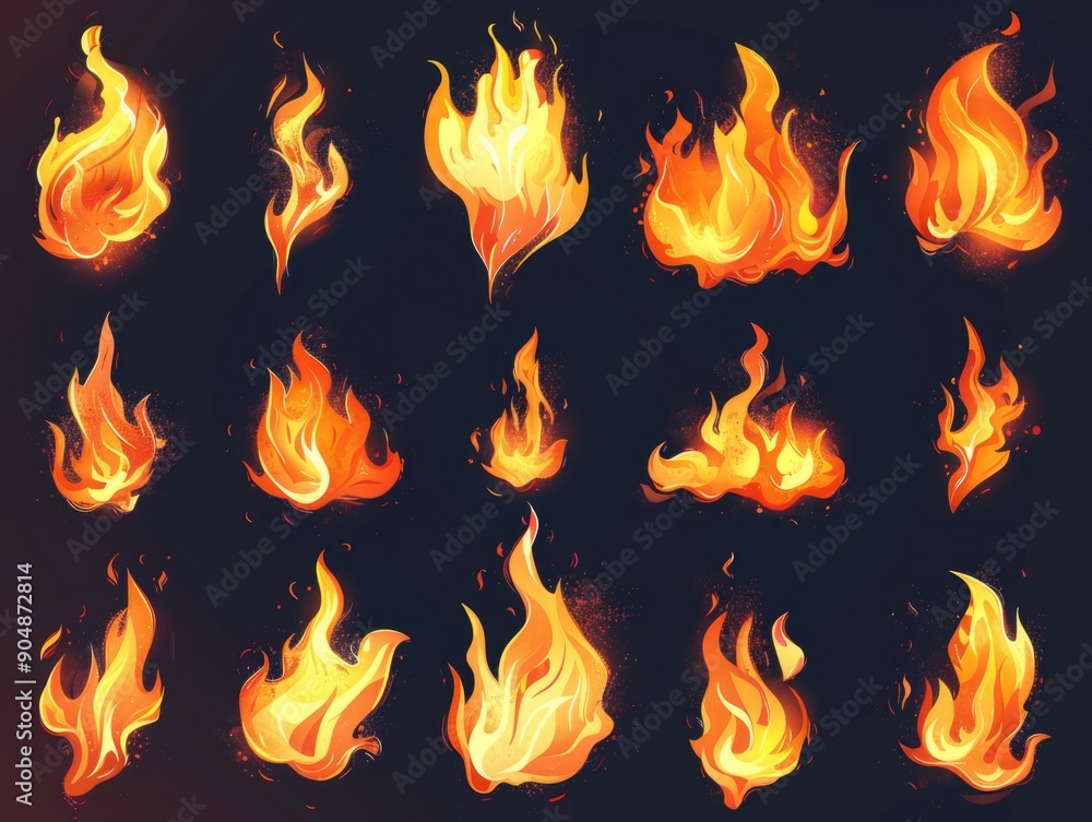 Fire Flames on Black Background Fire Flames on Black Background
