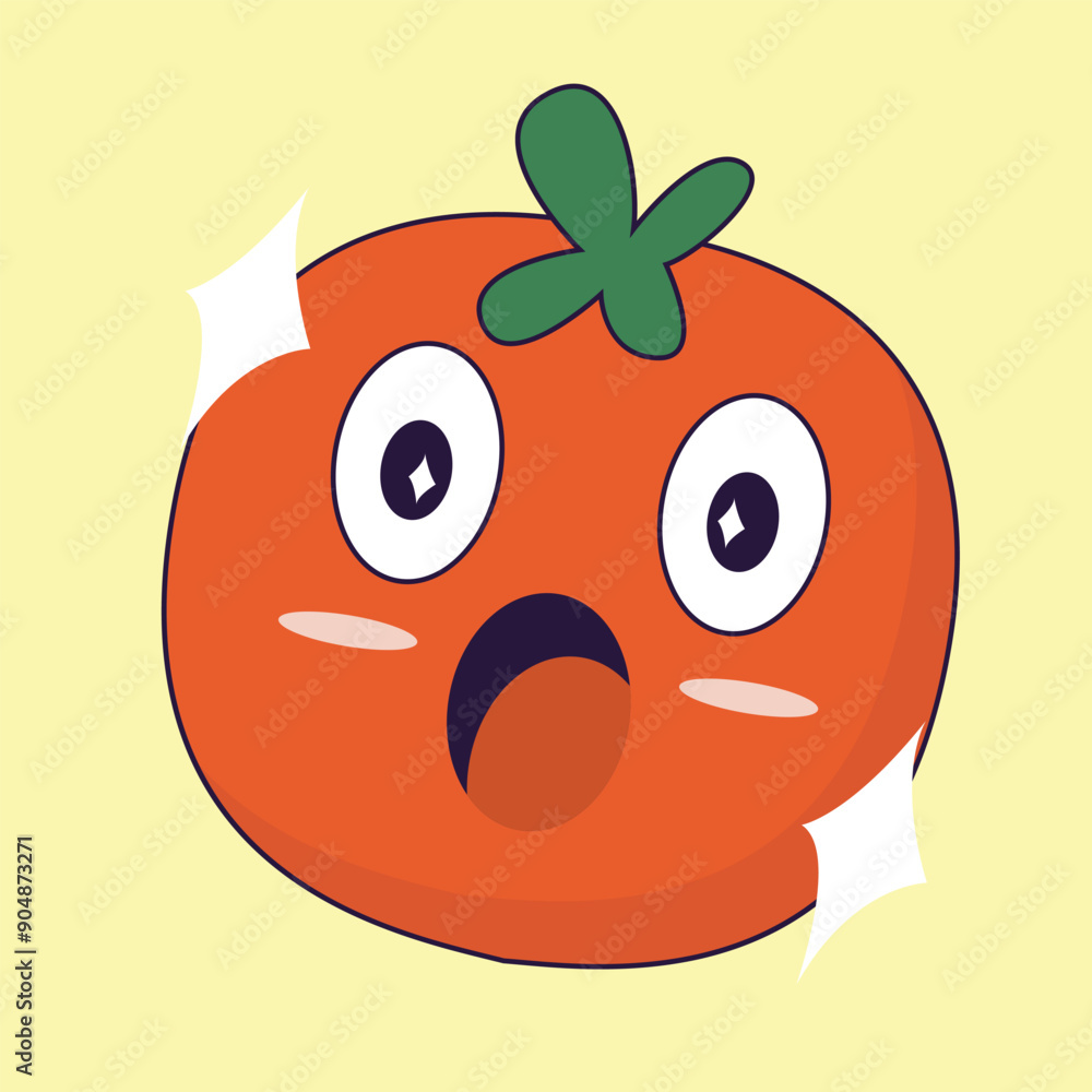 Obraz premium simple colorful tomato mascot icon illustration
