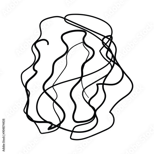 Scribble chaotic tangled line. simple vintage chaotic tangled line element isolated on white background