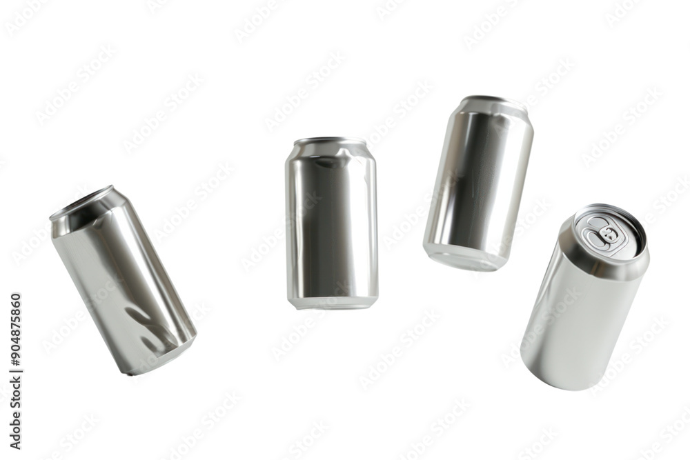 Surreal scene of a silver aluminum can floating in mid-air isolated on a white background. Surreal scene of a silver aluminum can floating in mid-air isolated on a white background.
