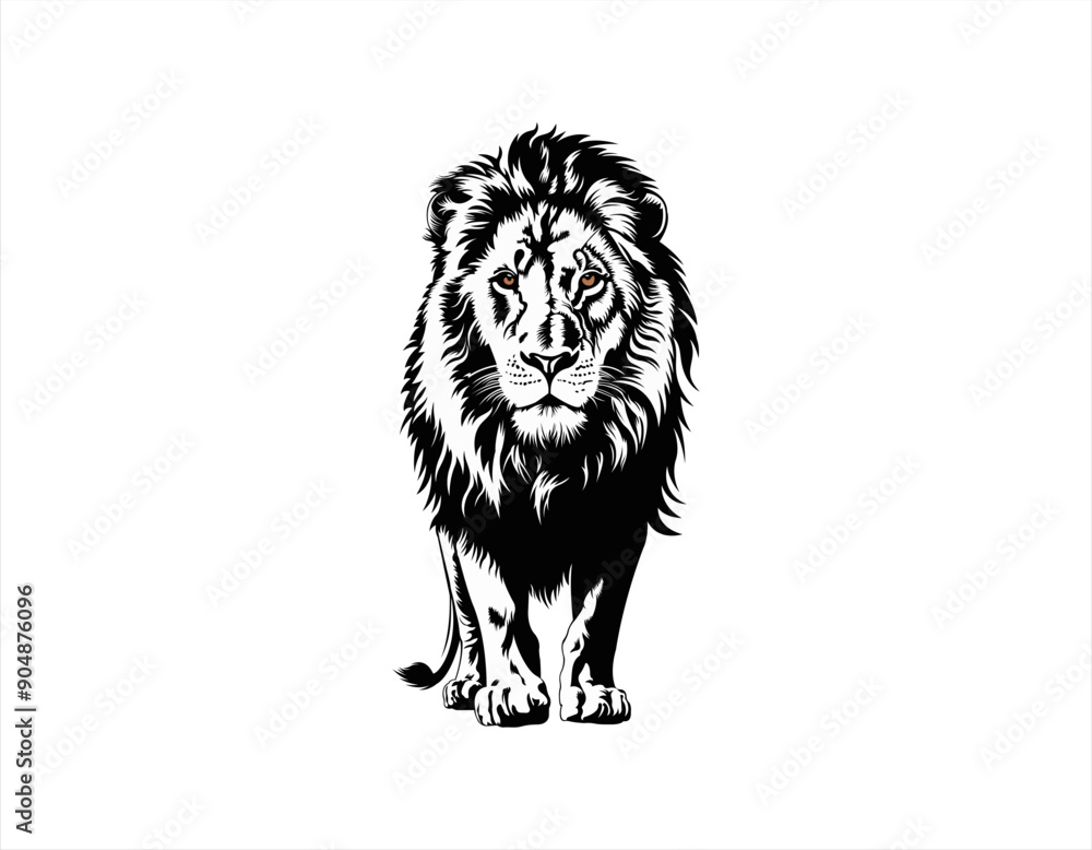 Obraz premium Lion emblem vector, illustration in black and white color, isolated on white background