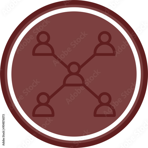 Connecting People Vector Line Double Circle Maroon