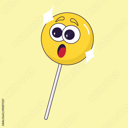 simple colorful lolipop mascot icon illustration