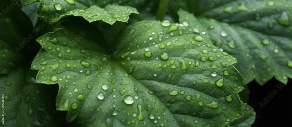Dew Drops on Green Leaves Dew Drops on Green Leaves