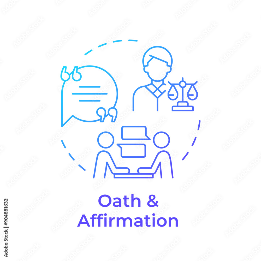 Oath and affirmation blue gradient concept icon. Regulatory compliance, compromise. Round shape line illustration. Abstract idea. Graphic design. Easy to use in infographic, presentation Oath and affirmation blue gradient concept icon. Regulatory compliance, compromise. Round shape line illustration. Abstract idea. Graphic design. Easy to use in infographic, presentation