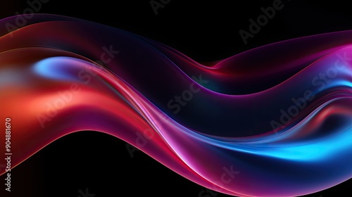 Wallpaper Mural Abstract fluid 3d holographic iridescent neon curved wave in motion dark background Torontodigital.ca