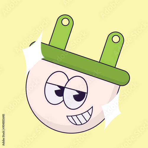 simple colorful plug mascot icon illustration