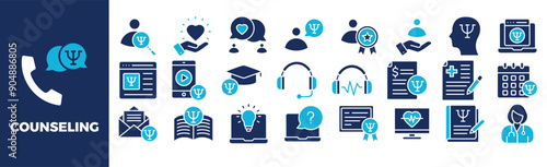Counseling Icon Set For Design Elements , advice, support, professional, therapy, help	
