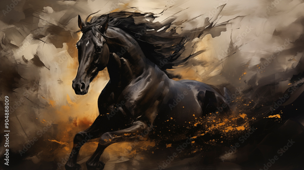 abstract artistic background with a black horse, in oil paint type design abstract artistic background with a black horse, in oil paint type design