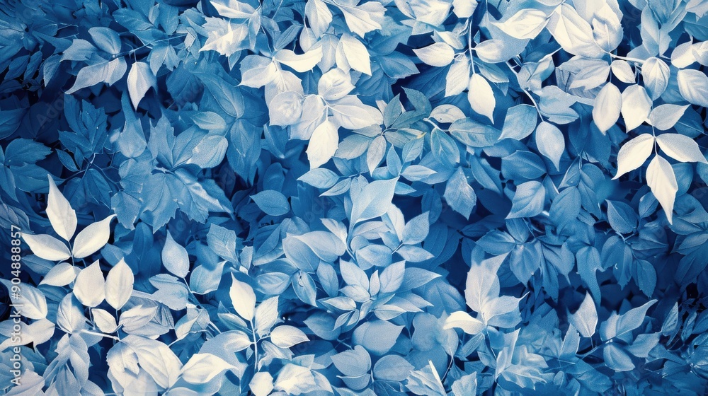 Inverted blue and white leafy bush backdrop for text Inverted blue and white leafy bush backdrop for text