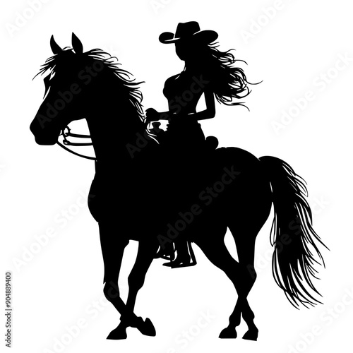woman horse rider silhouette vector illustration 