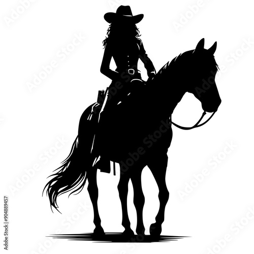 cowgirl  riding a horse silhouette 