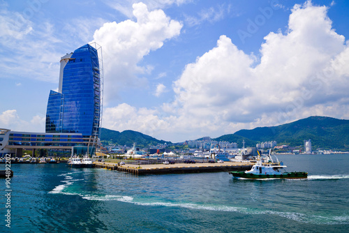 Cityscape of Yeosu city, South Korea. photo